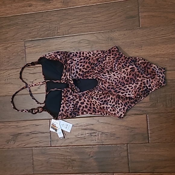 NWT Time & Tru animal print swimsuit size Medium (8-10) - Picture 2 of 7